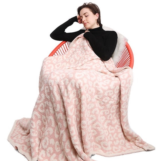 Pink Leopard Patterned Comfy Warm Soft Cozy Blanket; great for relaxing at home, watching a movie or going to sleep, this soft cozy blanket will keep you warm and comfortable. Nice and easy to fold and transport, bring this luxurious cozy blanket wherever you go! Perfect Birthday Gift, Anniversary Gift, Christmas Gift, Housewarming Present