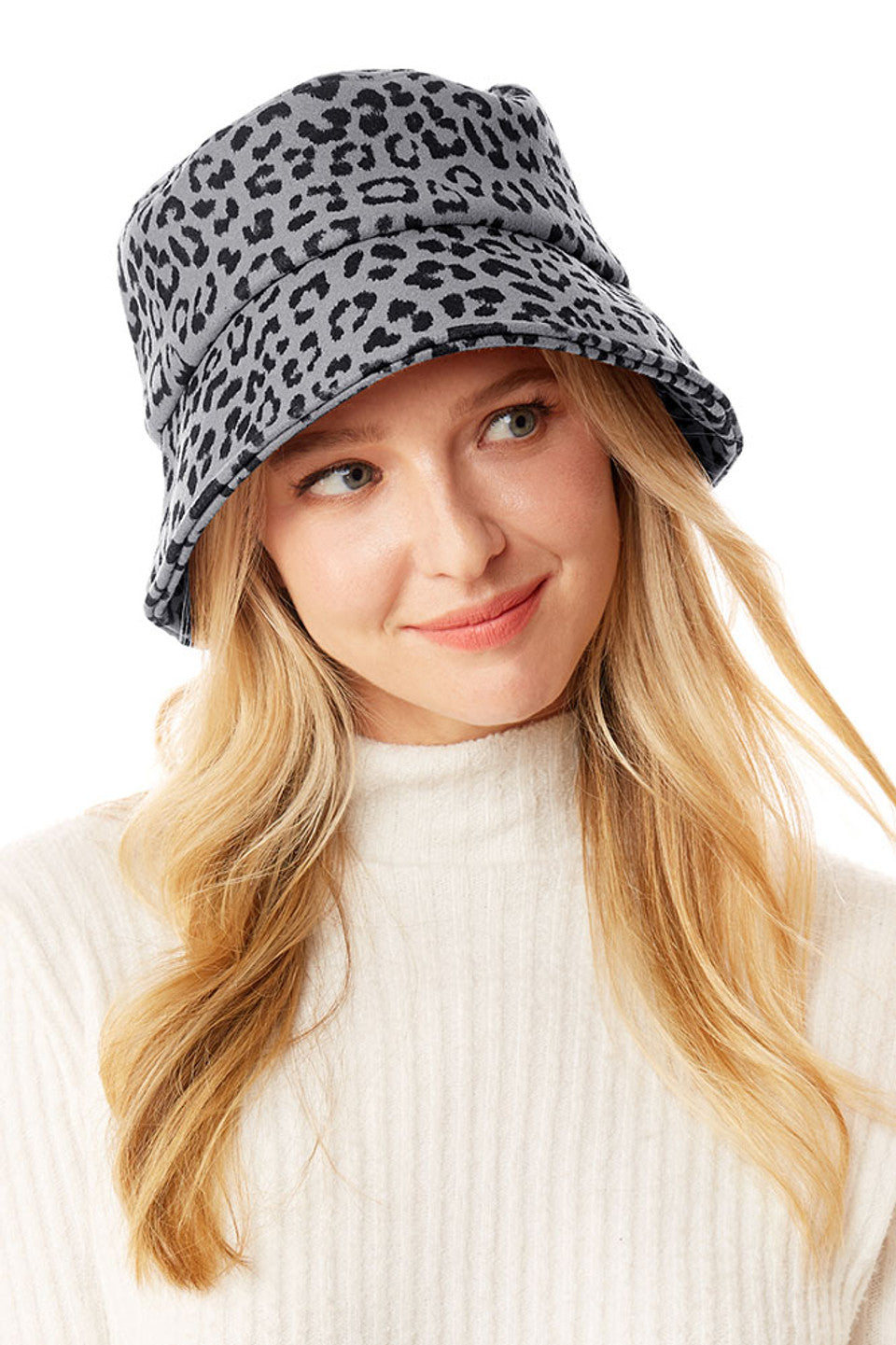 Grey Leopard Print Bucket Hat combines timeless style with practical sun protection. Crafted with quality materials, it features a structured crown and, comfortable fit for all-day wear. The classic animal print adds a sophisticated edge to casual outfits while the wide brim provides effective shade. Perfect for elevating your everyday wardrobe or completing your vacation essentials. 