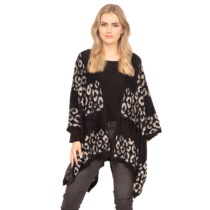 Black Leopard Printed Poncho Ruana Animal Pattern Ruana Poncho Soft Leopard Shawl Cape Wrap, are trending and an easy, comfortable, warm option you can easily throw on and look great in any outfit! Perfect Birthday Gift , Christmas Gift , Anniversary Gift, Regalo Navidad, Regalo Cumpleanos, Valentine's Day Gift, Dia del Amor