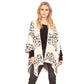 Leopard Printed Ruana Poncho Animal Pattern Poncho - Ivory - Ponchos