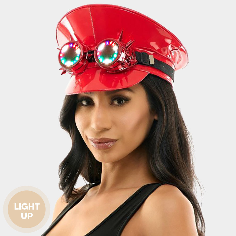 Red Light Up Solid Fisherman Goggle Hat