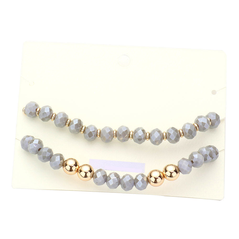 Gray Trendy Love Message Faceted Beaded Stretch Bracelets, Get ready with these Bracelet, put on a pop of color to complete your ensemble. Perfect for adding just the right amount of shimmer & shine and a touch of class to special events. Perfect Birthday Gift, Valentine's Gift, Anniversary Gift, Mother's Day Gift, Graduation Gift.