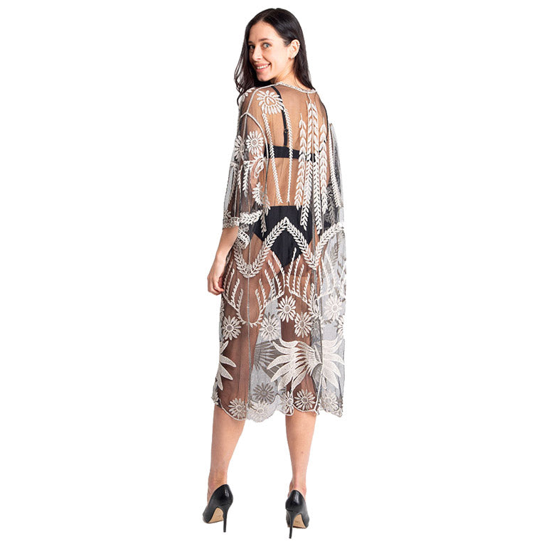 Black Lace Cover up Kimono Tie knot Closure Beach, Poolside chic made easy with this lightweight Cover up Lace Tie Knot Kimono featuring relaxed silhouette, great over your swimsuit or wear over your favorite camis, blouse & slacks, Perfect Birthday Gift, Anniversary Gift, Mother's Day Gift, Graduation Gift, Thank You Gift, Black Lace Kimono Cover Up Beachwear