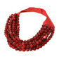 Marbled Faceted Acrylic Ball Beaded Multi Strand Layered Faux Leather Magnetic Necklace - Burgundy - Necklaces