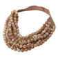 Marbled Faceted Acrylic Ball Beaded Multi Strand Layered Faux Leather Magnetic Necklace - Tan - Necklaces