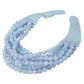 Light Blue Marbled Faceted Ball Beaded Multi Layered Faux Leather Magnetic Necklace