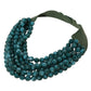 Marbled Faceted Acrylic Ball Beaded Multi Strand Layered Faux Leather Magnetic Necklace - Teal - Necklaces