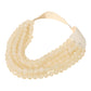 Marbled Faceted Acrylic Ball Beaded Multi Strand Layered Faux Leather Magnetic Necklace - Ivory - Necklaces