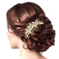 Gold Marquise Stone Accented Rhinestone Hair Comb. Perfect for adding just the right amount of shimmer & shine, will add a touch of class, beauty and style to your wedding, prom, special events, embellished glass crystal to keep your hair sparkling all day & all night long. 