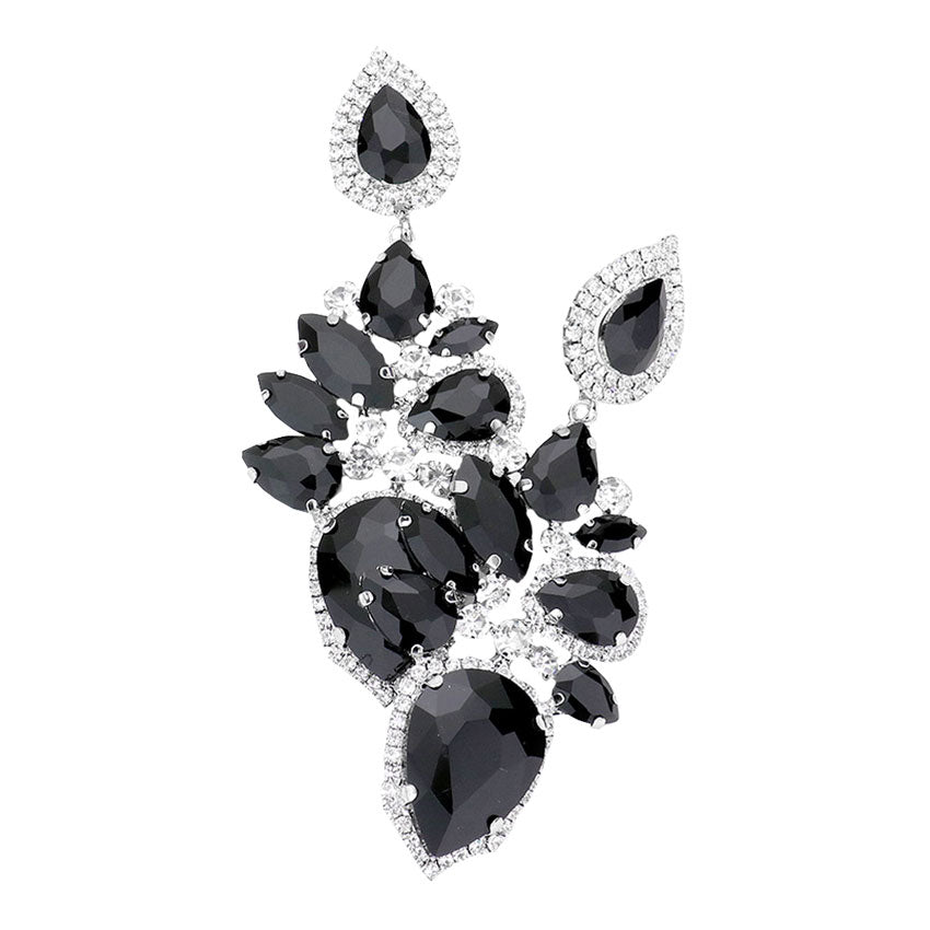 Bkack Marquise Teardrop Stone Cluster Dangle Evening Earrings, put on a pop of color to complete your ensemble. Perfect for adding just the right amount of shimmer & shine and a touch of class to special events. Perfect Birthday Gift, Anniversary Gift, Mother's Day Gift, Graduation Gift.