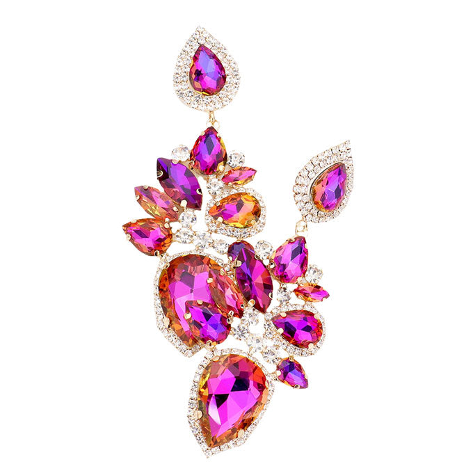 Purple Marquise Teardrop Stone Cluster Dangle Evening Earrings, put on a pop of color to complete your ensemble. Perfect for adding just the right amount of shimmer & shine and a touch of class to special events. Perfect Birthday Gift, Anniversary Gift, Mother's Day Gift, Graduation Gift.