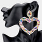Marquise Teardrop Stone Cluster Open Heart Dangle Evening Earrings - AB Gold - Earrings