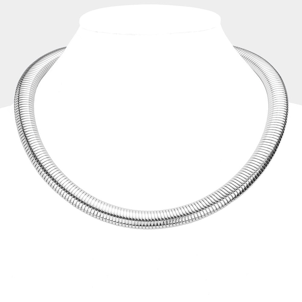 Rhodium Metal Snake Chain Necklace