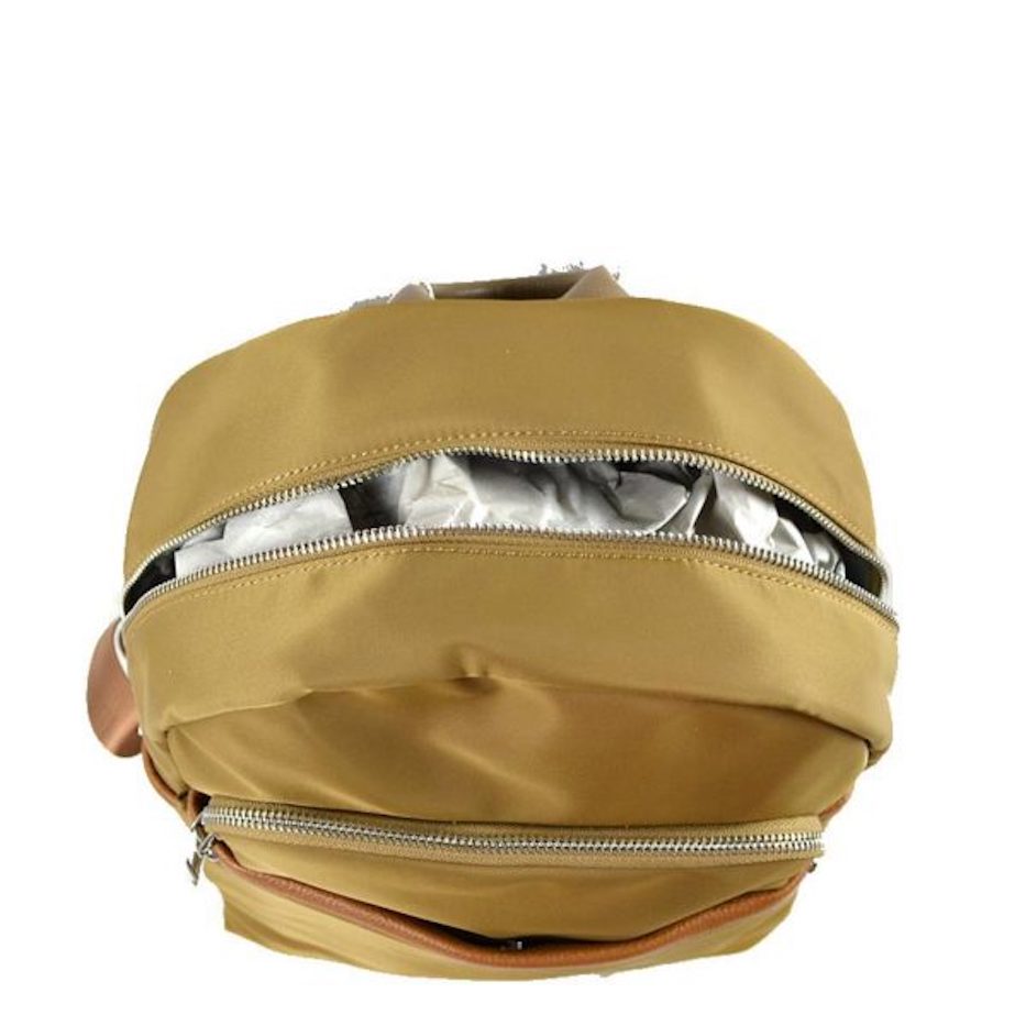 Khaki Modern Vegan Long Lasting Nylon Backpack Multi Purpose Bag; Largely spaced, daily necessities can be put into this fashionable bag, take it to  school, work or a day trip, simple sophistication, dress to impress. Perfect Birthday Gift, Anniversary Gift, Thank you Gift, Nylon Style Backpack, School Bag, Fashion Bag