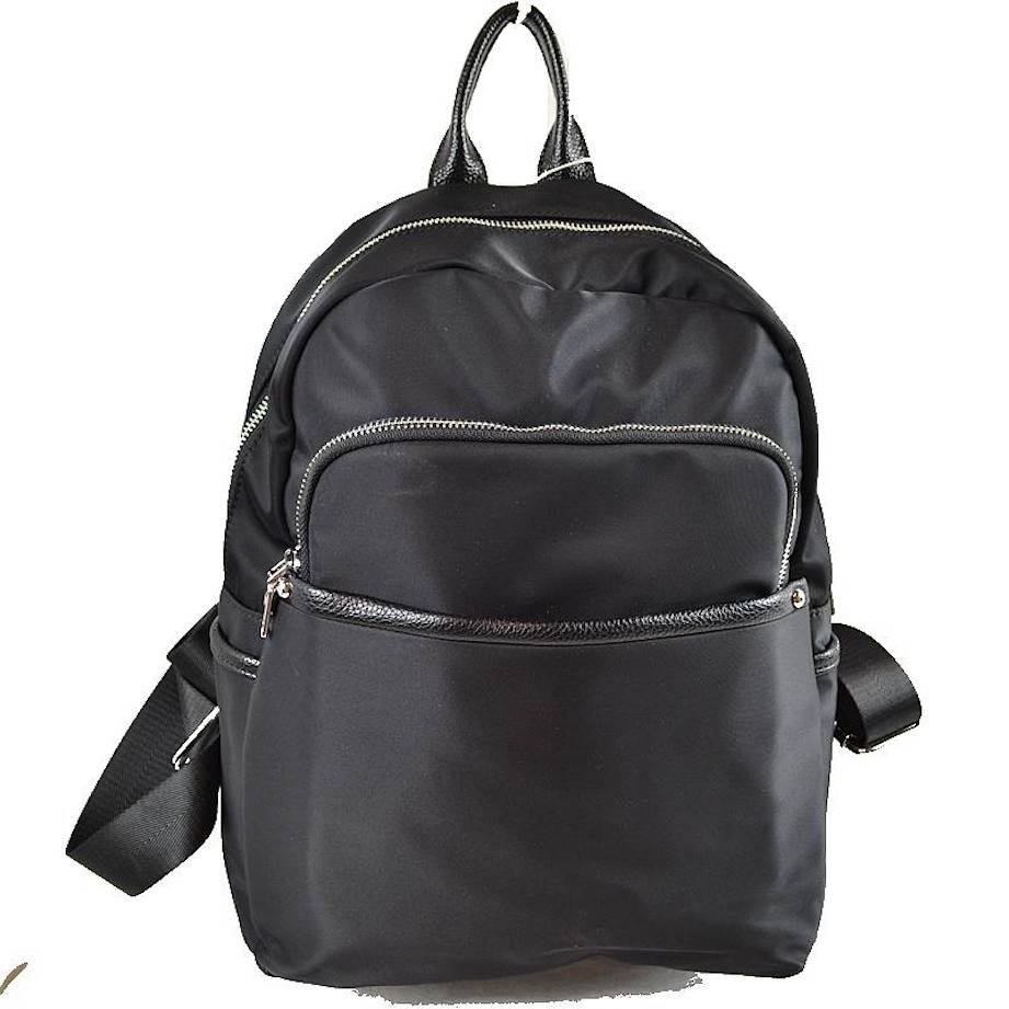 Black Modern Vegan Long Lasting Nylon Backpack Multi Purpose Bag; Largely spaced, daily necessities can be put into this fashionable bag, take it to  school, work or a day trip, simple sophistication, dress to impress. Perfect Birthday Gift, Anniversary Gift, Thank you Gift, Nylon Style Backpack, School Bag, Fashion Bag