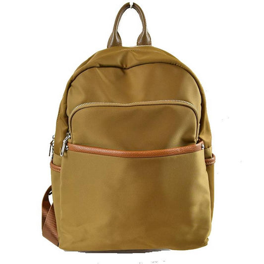 Khaki Modern Vegan Long Lasting Nylon Backpack Multi Purpose Bag; Largely spaced, daily necessities can be put into this fashionable bag, take it to  school, work or a day trip, simple sophistication, dress to impress. Perfect Birthday Gift, Anniversary Gift, Thank you Gift, Nylon Style Backpack, School Bag, Fashion Bag