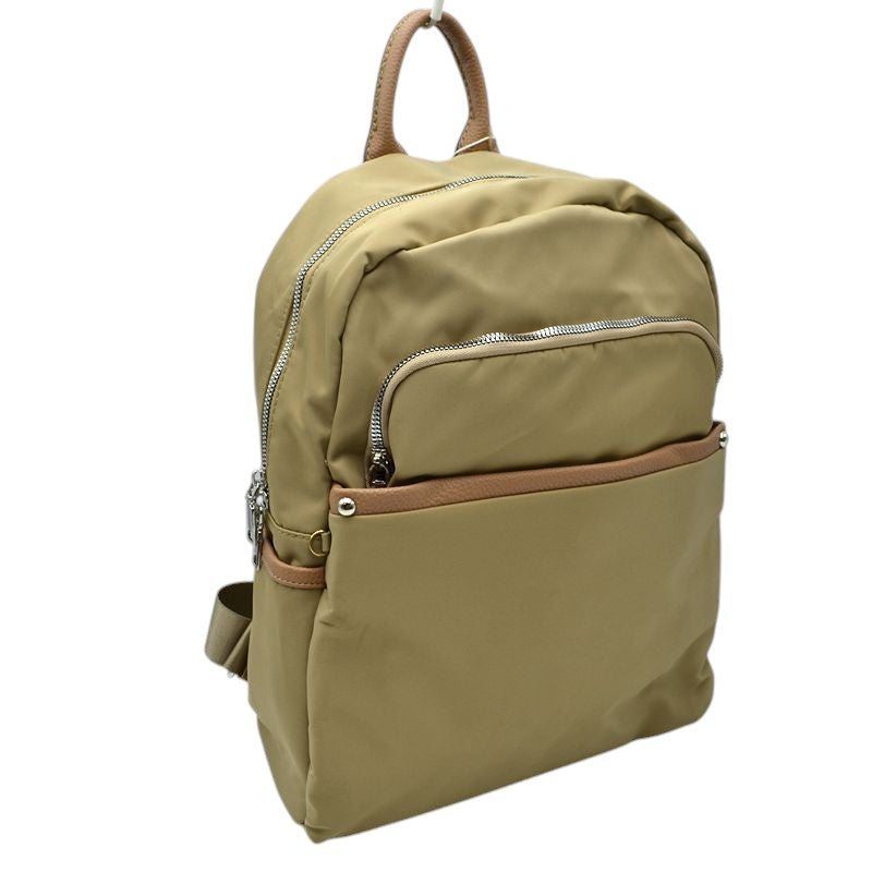 Tan  Modern Vegan Long Lasting Nylon Backpack Multi Purpose Bag; Largely spaced, daily necessities can be put into this fashionable bag, take it to  school, work or a day trip, simple sophistication, dress to impress. Perfect Birthday Gift, Anniversary Gift, Thank you Gift, Nylon Style Backpack, School Bag, Fashion Bag