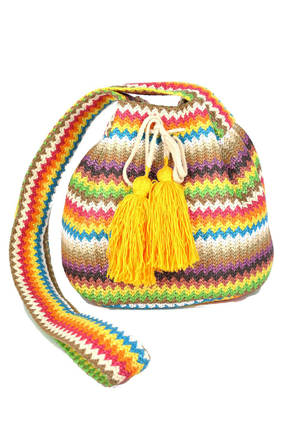 Multi Multi Color Chevron Bucket Bag combines vibrant hues with a classic chevron pattern, offering a stylish yet practical accessory. Its spacious bucket design provides ample room for daily essentials, while the durable construction ensures long-lasting use. Perfect for adding a pop of color to any outfit, this bag balances fashion and function with expert craftsmanship. 