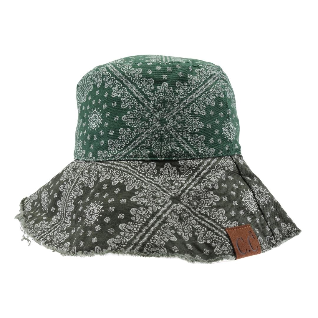 Green Multi Color Paisley Bandana C.C Bucket Hat combines classic paisley patterns with vibrant colors for a stylish, versatile accessory. Crafted for comfort and durability, this bucket hat offers sun protection while enhancing your outfit with a timeless design. Perfect for outdoor activities or casual wear, it balances fashion and function effortlessly. 