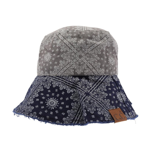 Grey Multi Color Paisley Bandana C.C Bucket Hat combines classic paisley patterns with vibrant colors for a stylish, versatile accessory. Crafted for comfort and durability, this bucket hat offers sun protection while enhancing your outfit with a timeless design. Perfect for outdoor activities or casual wear, it balances fashion and function effortlessly. 