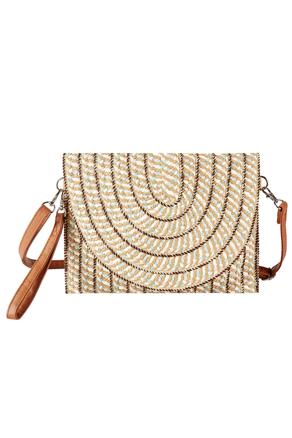 Multi Color Summer Straw Clutch & Crossbody Bag combines vibrant hues with lightweight straw craftsmanship, offering versatile style for warm-weather outings. Its dual functionality as a clutch and crossbody provides convenience and hands-free comfort, while the durable straw material ensures breathability and a natural aesthetic. Ideal for casual day trips or evening events, this bag adds a pop of color and practical elegance to your summer wardrobe. 