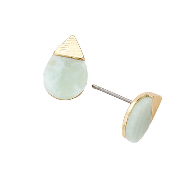Mint Natural Stone Accented Teardrop Stud Earrings Natural Stone Earrings; ultra-chic stone earrings will take your look up a notch, versatile enough for wearing straight through the week, lightweight for all-day wear. Great Birthday Gift, Graduation Gift, Thank you Gift, Stone Earrings, Anniversary Gift, Just Because Gift