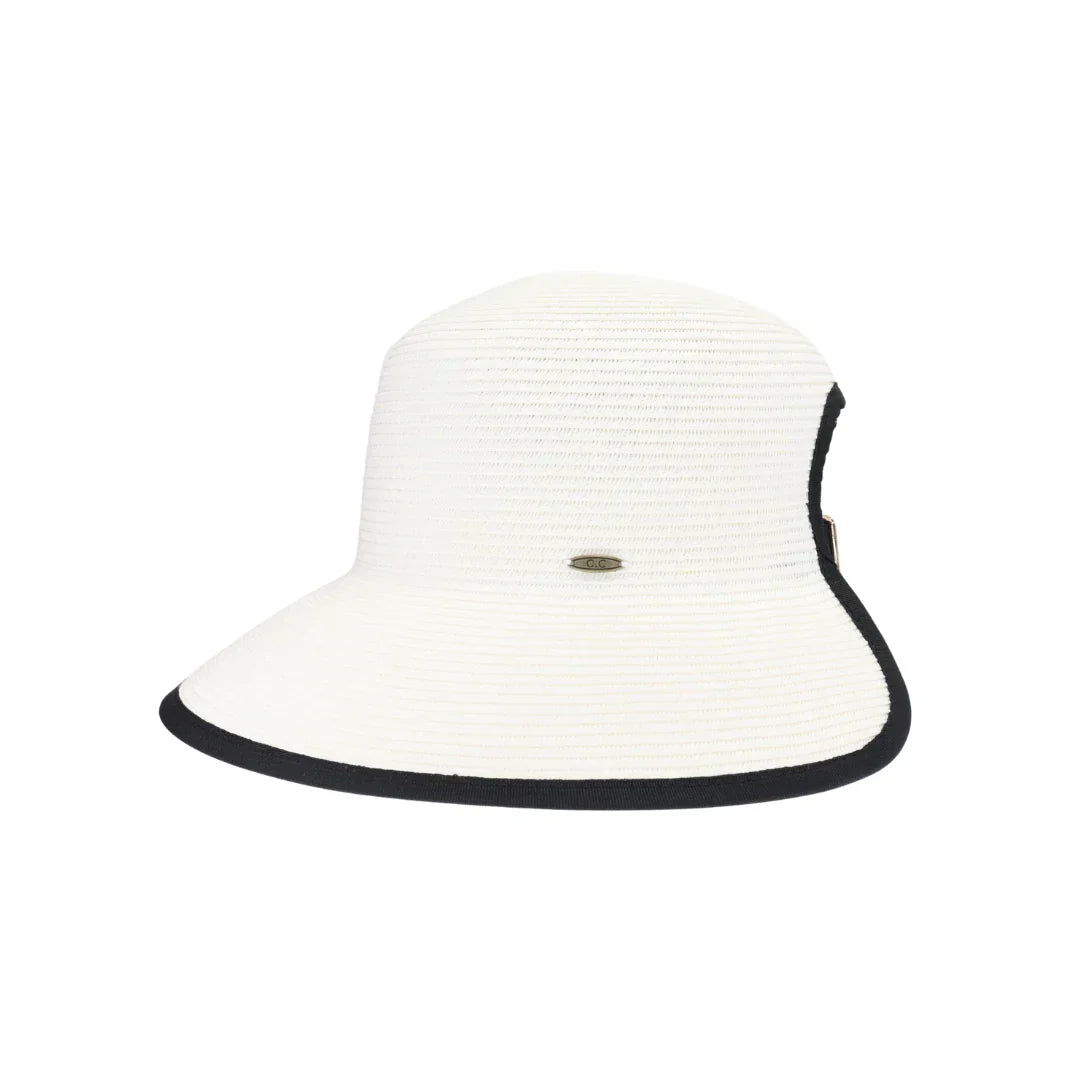 White Open Back Adjustable Belt C.C Brim Hat offers a customizable fit with its adjustable belt design, ensuring comfort throughout the day. Its open back style promotes breathability, making it ideal for extended wear in various conditions. The structured brim provides reliable sun protection, combining functionality with a sleek, modern look. Perfect for those seeking both style and practicality in a versatile hat. 