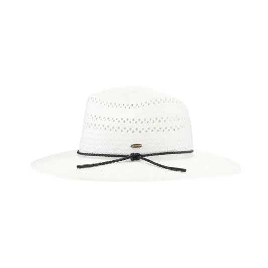 Open Weave C.C Panama Sun Hat combines classic Panama style with breathable open-weave construction, offering superior ventilation and sun protection. Crafted for durability and comfort, this hat is ideal for outdoor enthusiasts seeking both function and timeless elegance. Its lightweight design ensures all-day wearability, making it a reliable accessory for sunny days.