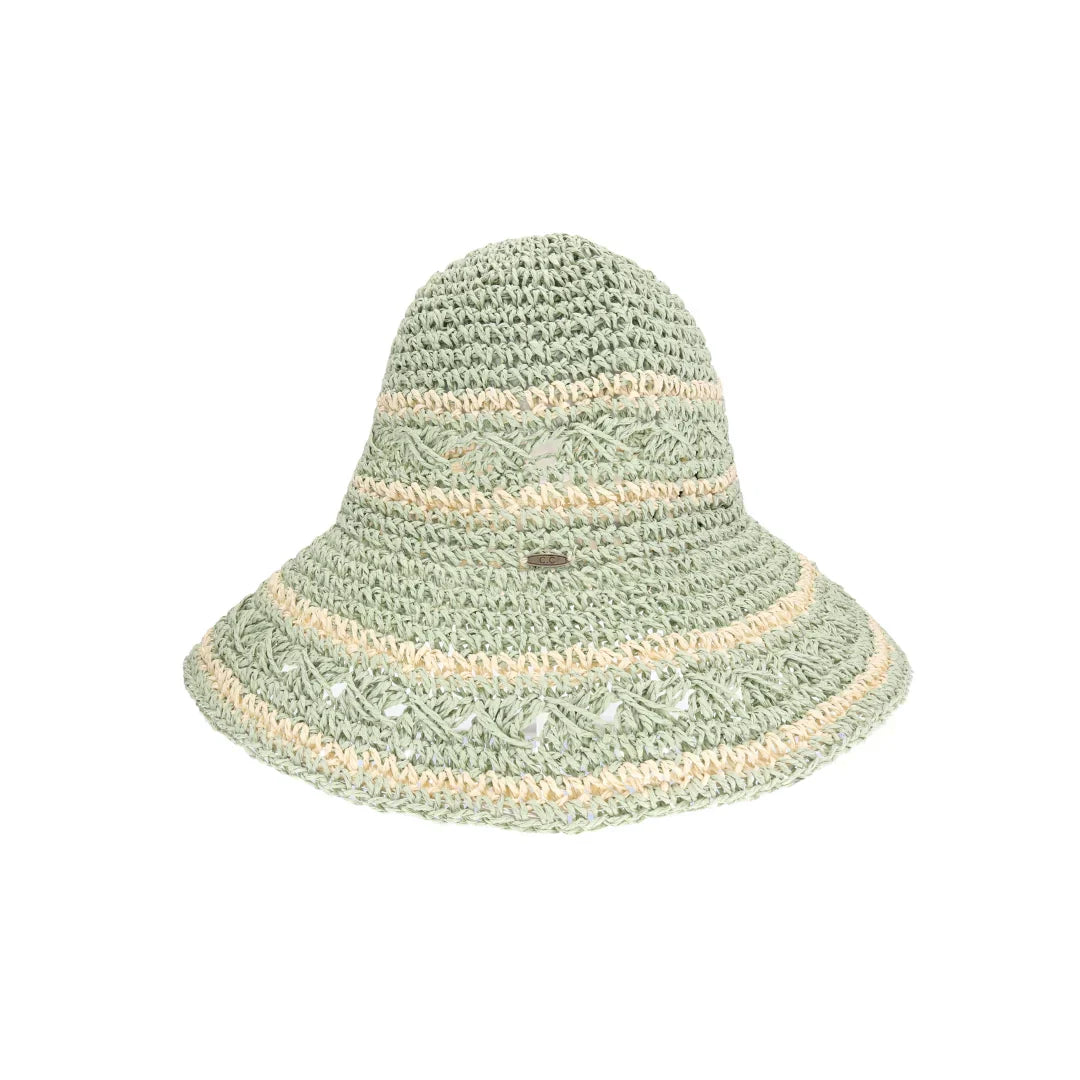 Sage Open Weave Paper Straw Hand Crochet C.C Bucket Hat features a meticulously handcrafted design that ensures breathability and lightweight comfort. Made from natural paper straw, its open weave construction promotes airflow, making it ideal for warm weather wear. The expert crochet technique adds durability and a refined texture, offering both style and function for outdoor enthusiasts seeking a sophisticated sun protection accessory.