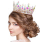Oval Stone Accented Pageant Crown Tiara - ABSilver - Tiaras