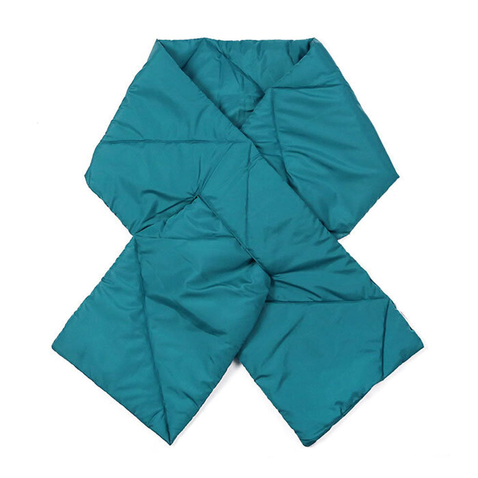 Teal Padding Oblong Pull Through Scarf, delicate, warm, on trend & fabulous, a luxe addition to any cold-weather ensemble. Great for daily wear in the cold winter to protect you against chill, classic infinity-style scarf & amps up the glamour with plush material that feels amazing snuggled up against your cheeks.
