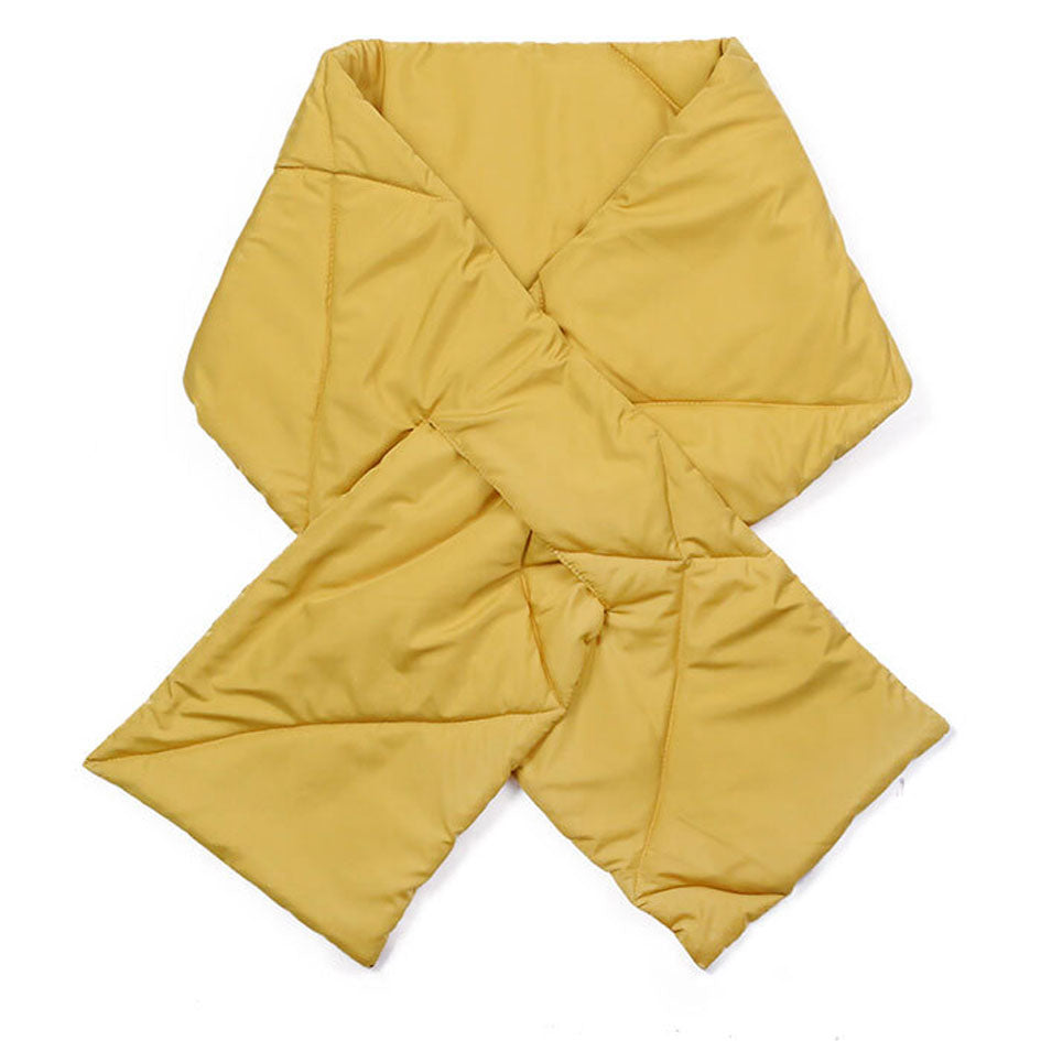 Mustard Padding Oblong Pull Through Scarf, delicate, warm, on trend & fabulous, a luxe addition to any cold-weather ensemble. Great for daily wear in the cold winter to protect you against chill, classic infinity-style scarf & amps up the glamour with plush material that feels amazing snuggled up against your cheeks.