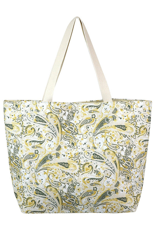 Paisley Tote Bag combines timeless design with practical functionality. Crafted from durable materials, it offers ample space for daily essentials while maintaining a stylish silhouette. Its intricate paisley pattern adds a sophisticated touch, making it suitable for both casual outings and professional settings. Designed for comfort and versatility, this tote is an expert choice for those seeking elegance and utility in one accessory. 