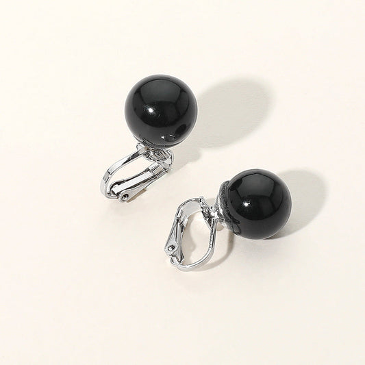 Black Pearl Clip On Earrings