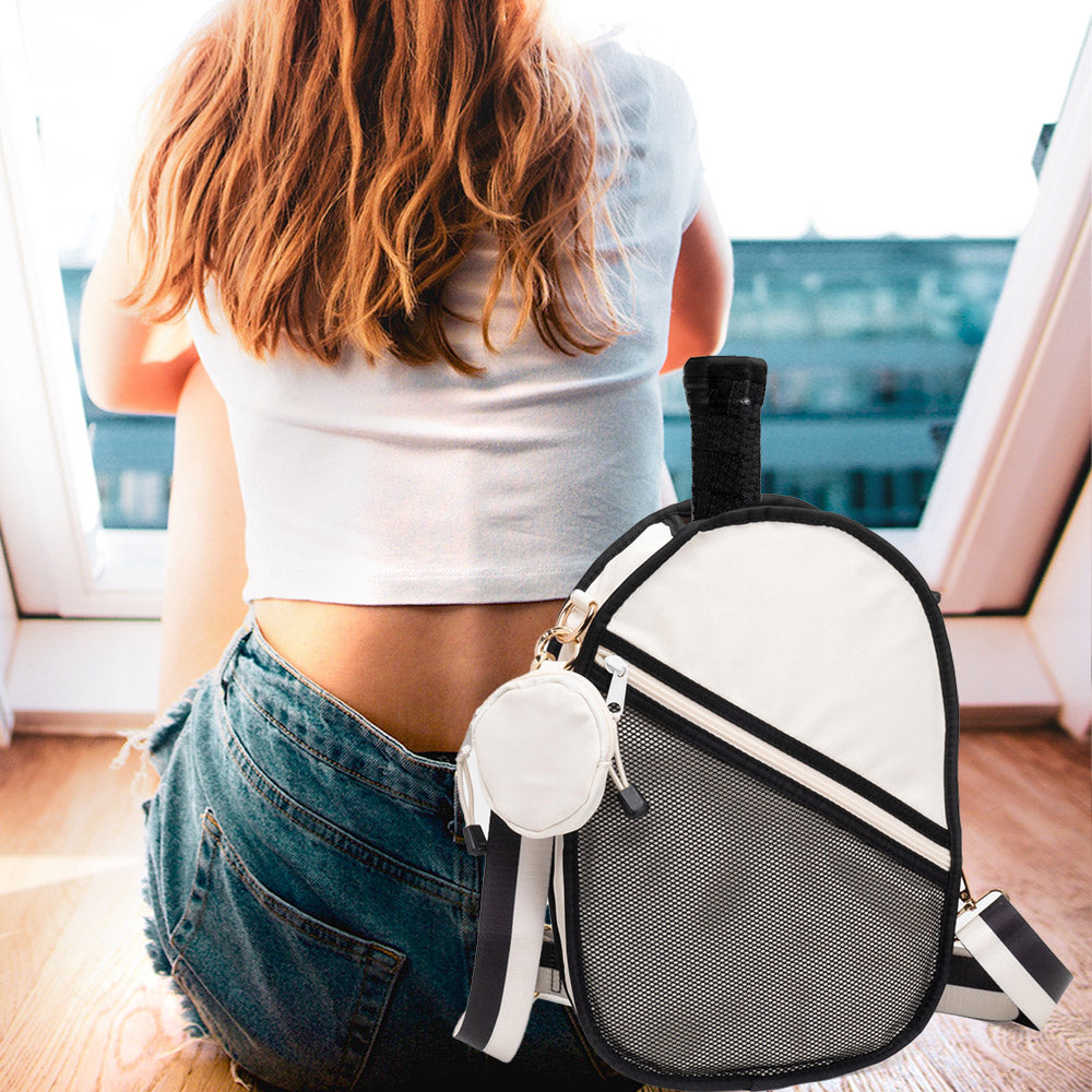 Black, Ivory Pickleball Sling Bag / Crossbody Bag