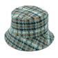 Green Polyester Plaid Check Patterned Bucket Hat, this bucket hat doubles as a rain hat and is snug on the head and stays on well. It will work well to keep the rain off the head and out of the eyes and also the back of the neck. Wear it to lend a modern liveliness above a raincoat on trans-seasonal days in the city.