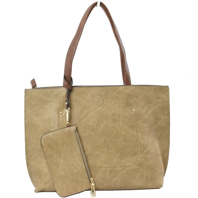 Stone Thea Soft PU Vegan Leather 2 in 1 Tote Crossbody Handbag with Detachable Wristler Coin Purse, Best Seller Tote, Handbag has plenty of room to fit all your items, available in a few colors. Handbag also comes with a removable insert bag that doubles as lining to the bag, or can be removed and worn as a crossbody bag. This 2 in 1 tote bag is just what the boss lady needs!