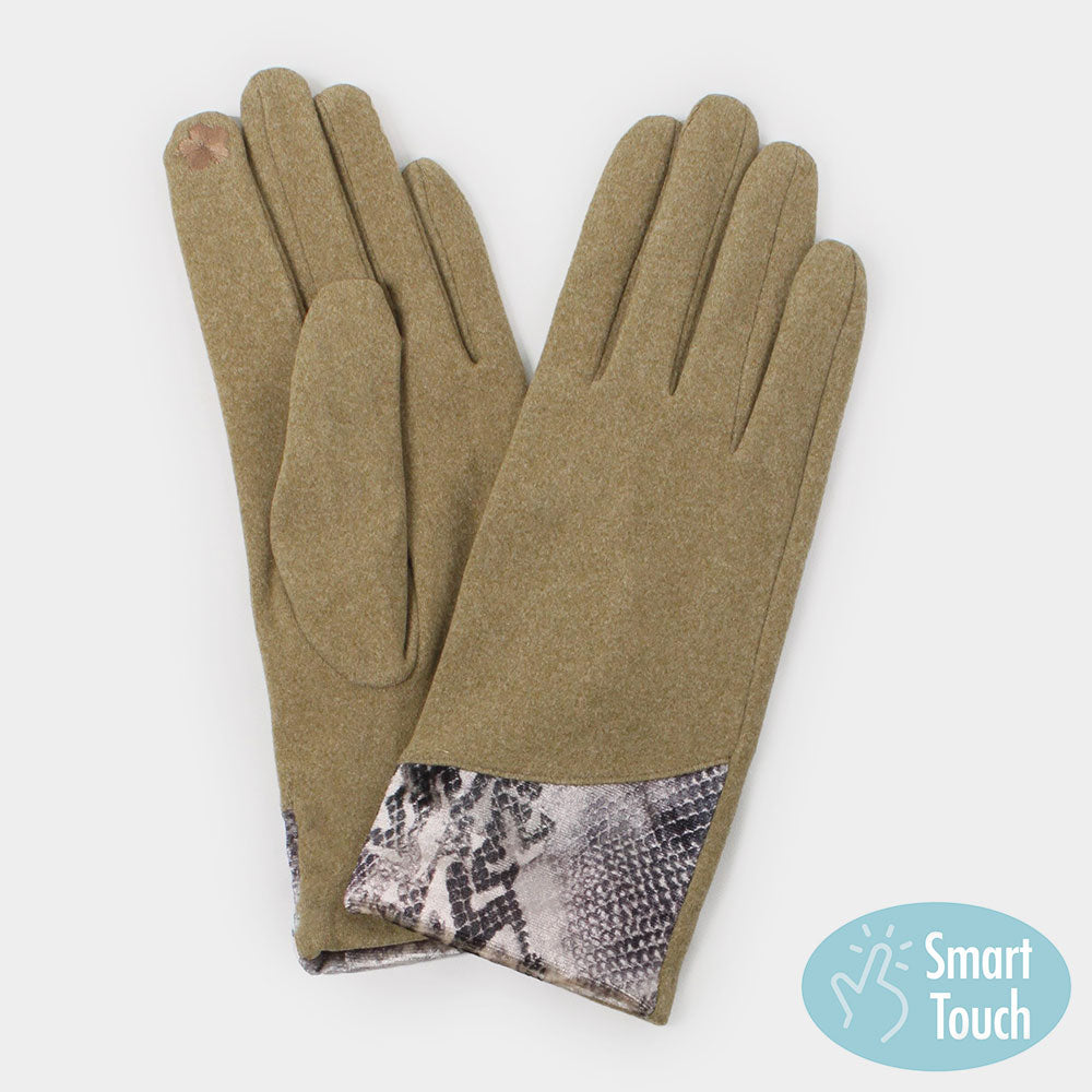 Taupe Python Cuff Smart Gloves