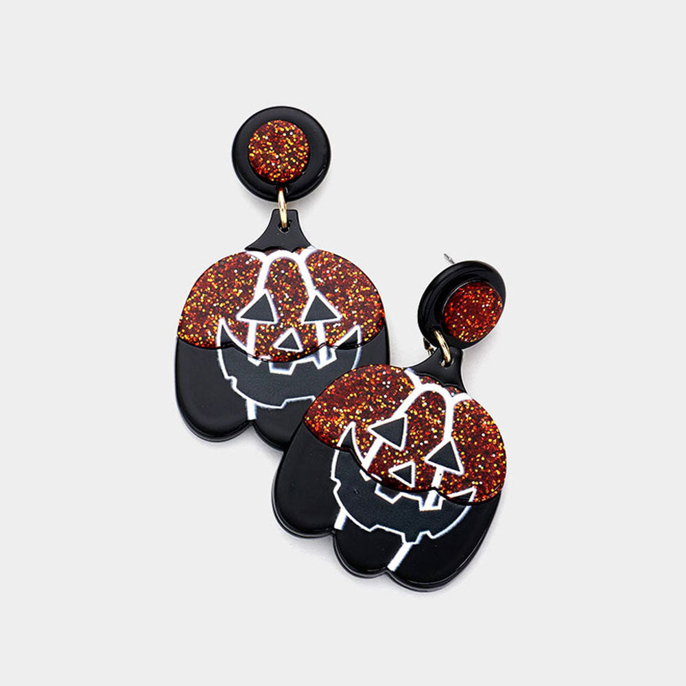 Topaz Resin Pumpkin Dangle Earrings
