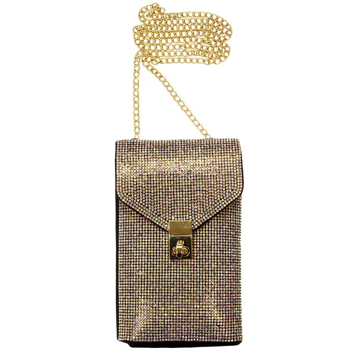 Gold Crossbody Bag, Sparkling stones adorn sides of this lustrous style, adds a romantic & glamorous touch Great wedding, prom, sweet 16, Quincea√±era, hands-free dance the night away. Phone Bag to keep your phone at hand. Perfect Birthday Gift, Valentine's Day Gift, Anniversary Gift, Mother's Day Gift, Thank you Gift