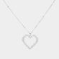 Rhinestone Embellished Open Heart Pendant Necklace - Rhodium - Necklaces