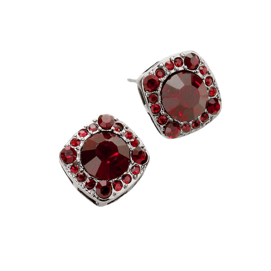 Siam Round Glass Crystal Cut Quad Stud Earrings. Beautifully crafted design adds a gorgeous glow to any outfit. Jewelry that fits your lifestyle! Perfect Birthday Gift, Anniversary Gift, Mother's Day Gift, Anniversary Gift, Graduation Gift, Prom Jewelry, Just Because Gift, Thank you Gift.