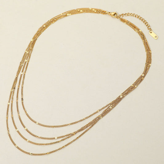 Gold SECRET BOX_Stainless Steel Layered Chain Necklace