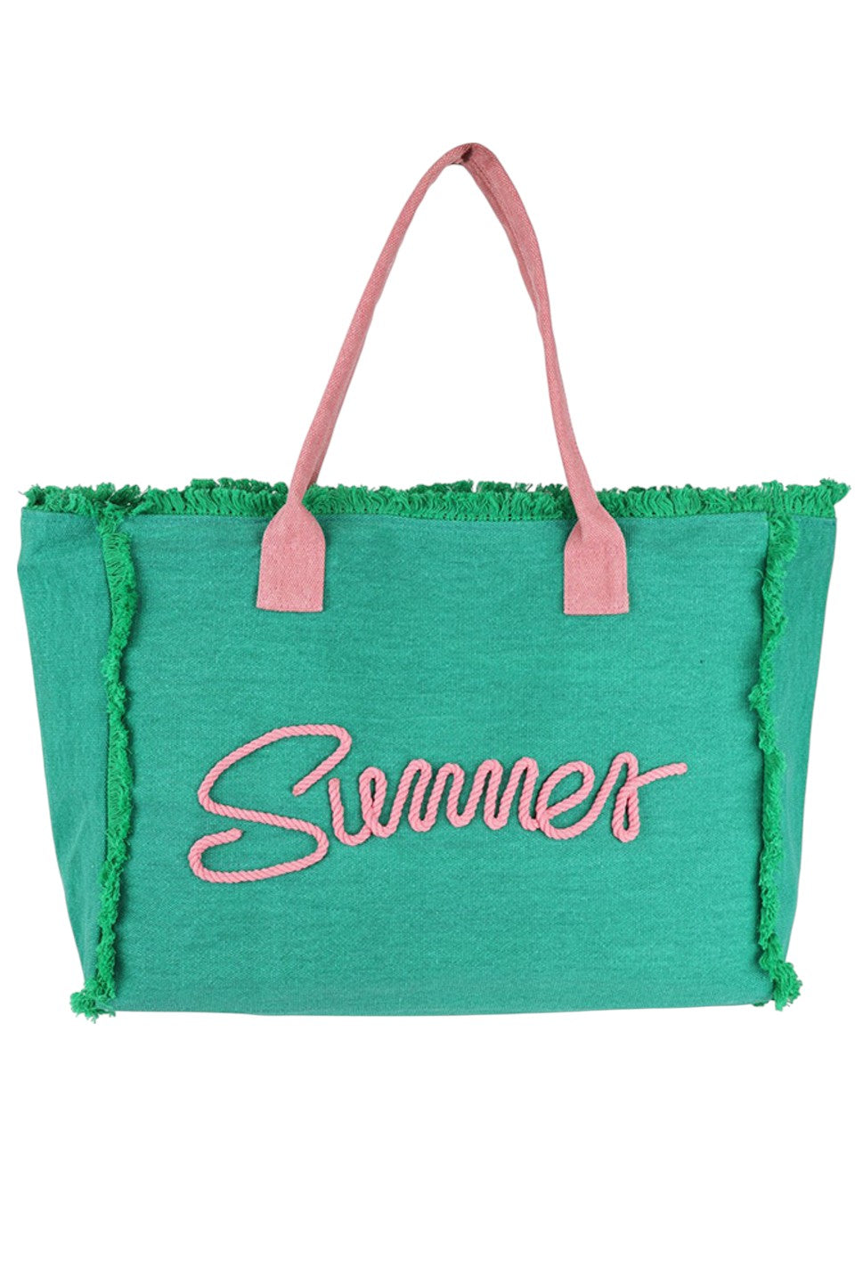 Green Sewn Rope Summer Letter Fringed Canvas Bag combines durable canvas material with stylish rope detailing and fringed accents, offering both functionality and a trendy look. Its spacious interior is perfect for carrying essentials during warm-weather outings, while the sturdy rope handles ensure comfortable wear. Ideal for casual summer days, this bag adds a touch of effortless charm to your seasonal wardrobe.