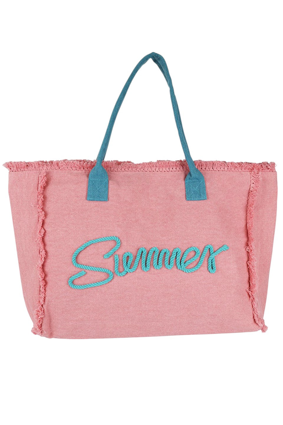 Pink Sewn Rope Summer Letter Fringed Canvas Bag combines durable canvas material with stylish rope detailing and fringed accents, offering both functionality and a trendy look. Its spacious interior is perfect for carrying essentials during warm-weather outings, while the sturdy rope handles ensure comfortable wear. Ideal for casual summer days, this bag adds a touch of effortless charm to your seasonal wardrobe.