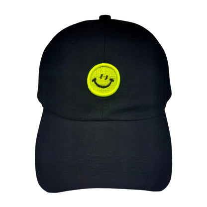 Ready for action in the sunshine, this Smile Accented Black Baseball Cap will keep you cool like a cucumber! Keep the sun off your face and your style on point with this sturdy and adjustable cotton cap! Get your sunny day swag on with this rockin' headgear! Perfect Birthday gift, Anniversary, Valentine's Day gift.