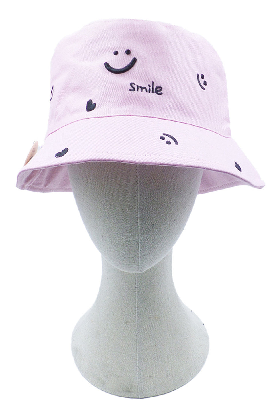 Pink Smile and Heart Pattern Bucket Hat features an eye-catching smile and heart pattern, expertly designed to balance whimsical aesthetics with functional headwear. The structured silhouette maintains its shape while providing optimal sun protection with a substantial brim. Superior stitching and quality materials ensure durability through regular wear, making it an essential accessory for the discerning customer seeking both style and practicality.