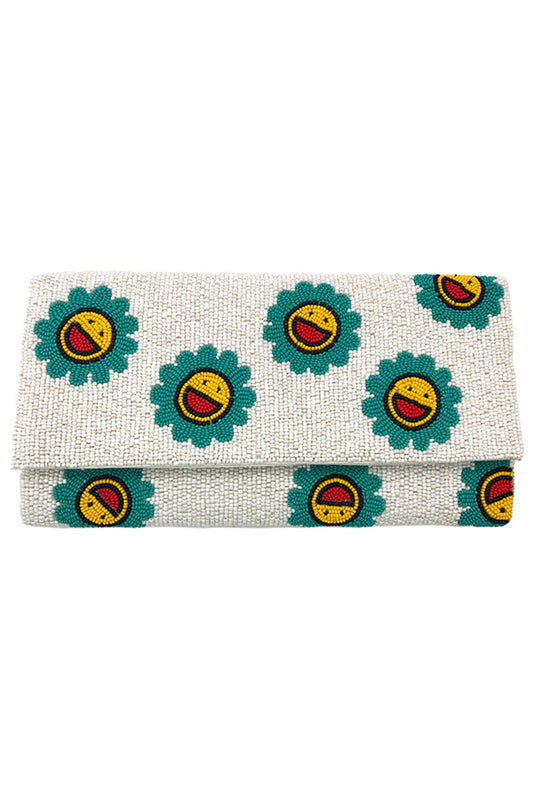 Smile Face Glass Beads Clutch is a finely crafted accessory that blends playful charm with expert design. Featuring a detailed smiley face pattern made from high-quality glass beads, this clutch offers a distinctive look perfect for adding personality to your ensemble. Its compact and sturdy construction ensures practicality and style, making it an excellent choice for both casual and formal occasions. 