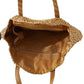 Smile Pointed Color Block Straw Round Shoulder Bag - Tote Bag
