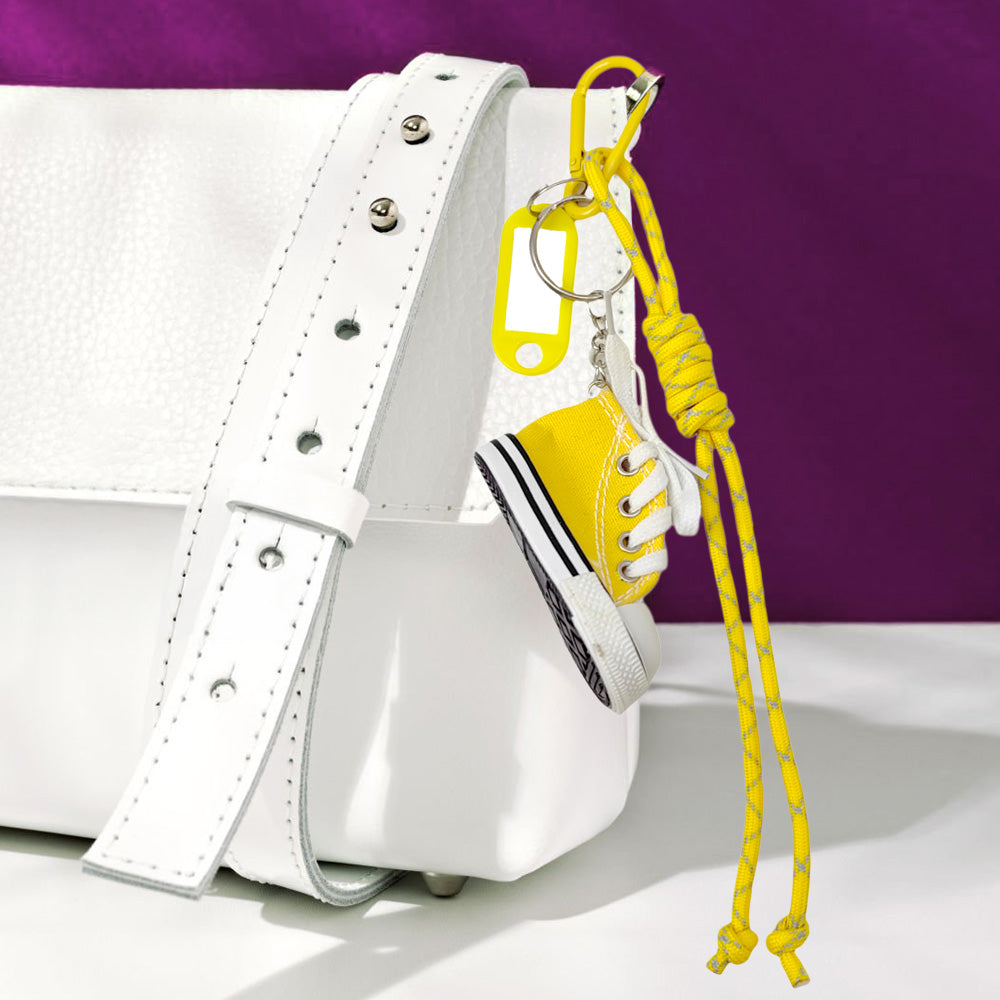 Yellow Sneakers Name Tag Braided Thread Keychain / Bag Charm
